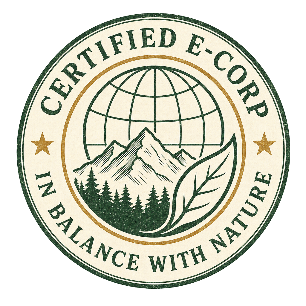 Certified E-CORP seal — in balance with nature